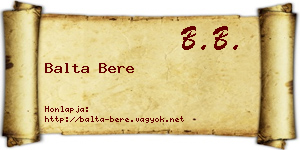 Balta Bere névjegykártya
